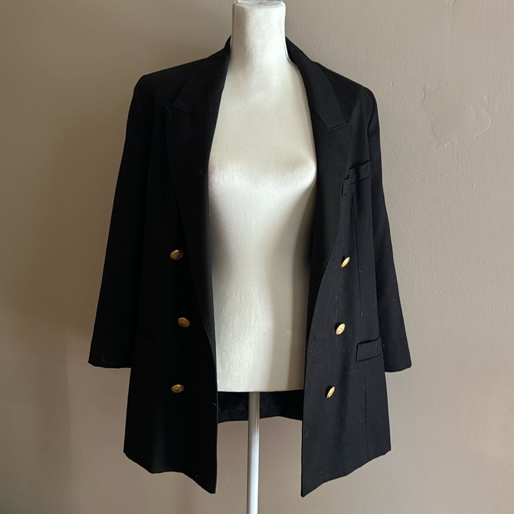 Beautiful black Vintage Admyra for Selfridges gold button coat blazer